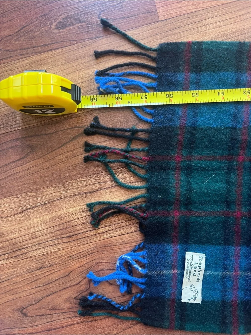 Shepherds Land 100% Lambswool Plaid Tartan Scarf Blue Green